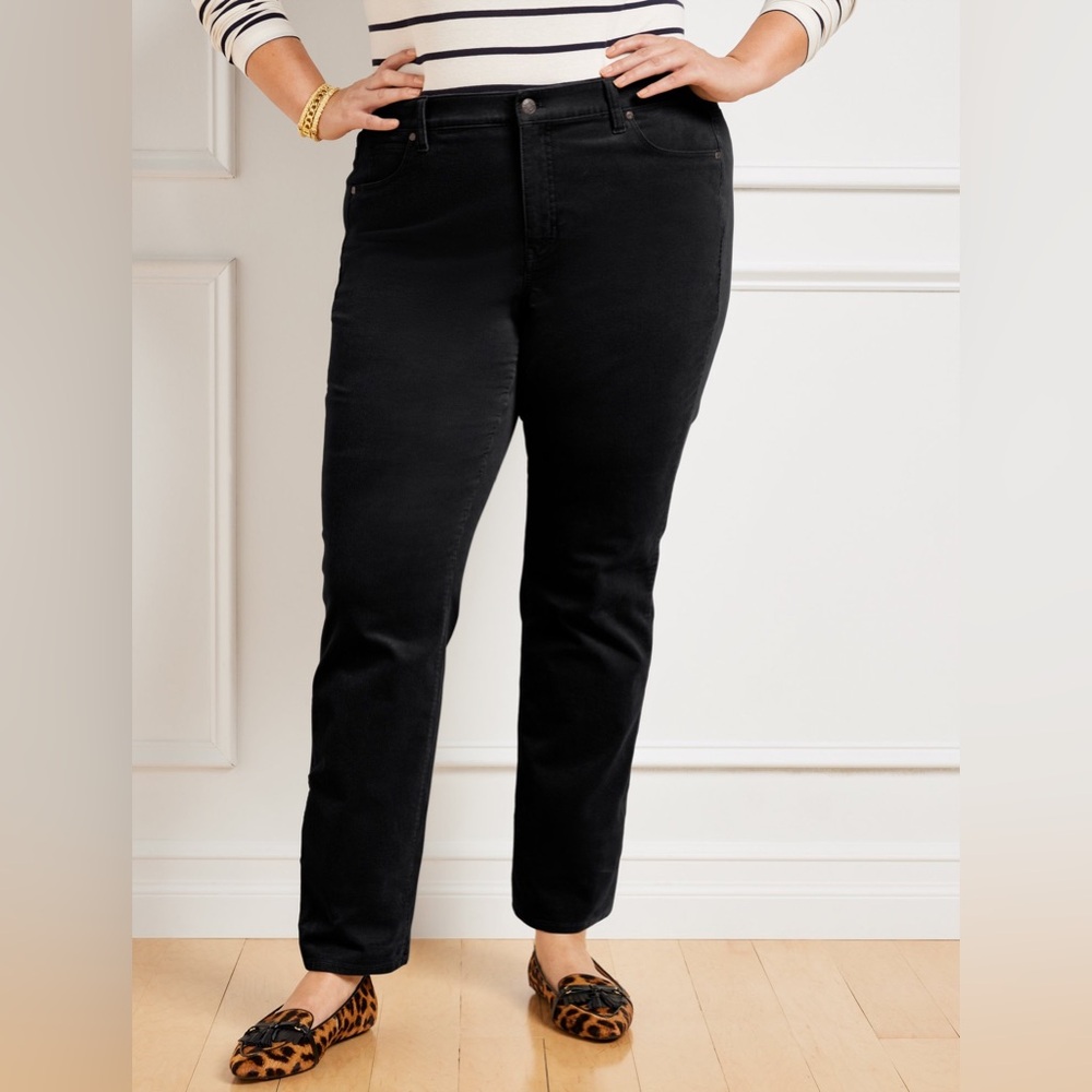TALBOTS Flawless Black Corduroy High-Waist Straight-Leg Pants